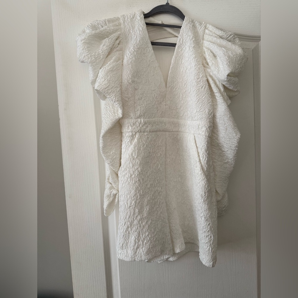 KARLIE White Textured Romper